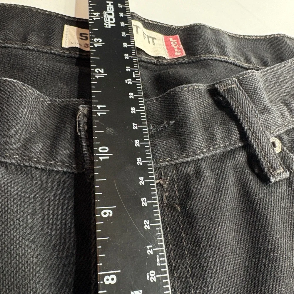 Levis 505 Regular Fit Straight Leg Black Denim Jeans Mens 36x34 (Measures 36x32)